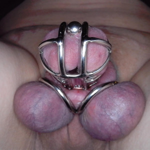 in chastity, balls ready for skewering, come and give your orders in my Teams torture room
