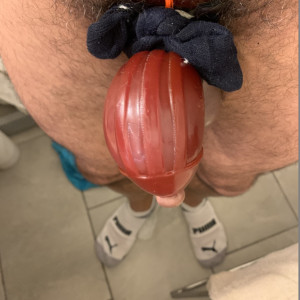 Silicon chastity, silicon balls pocket, and sock