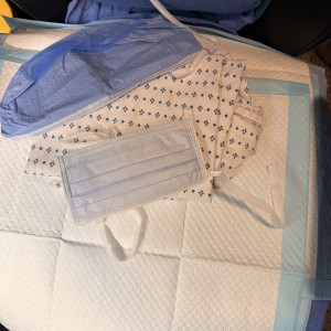 Patient Gown, Mask, Surgical Cap, and Surgical Pads
