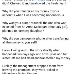 He says she bit off and swallow but he beat his ex so it is payback.